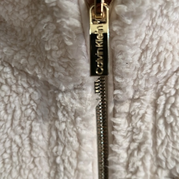 Calvin Klein Women’s Fleece Full Zip Jacket in Winter White Sz Large - Picture 4 of 10